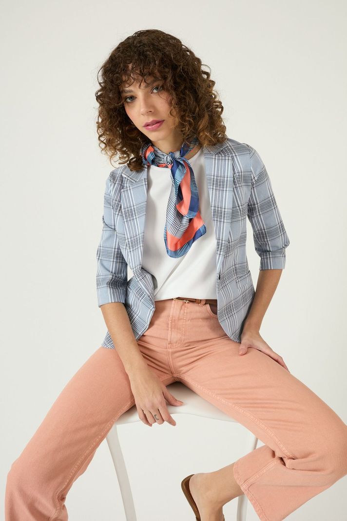 Blazer Cuadros Celeste Cod 1514025