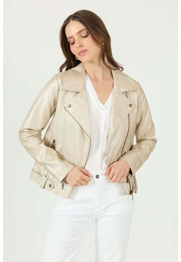 Chaqueta de ecocuero oro PRIVILEGE-0