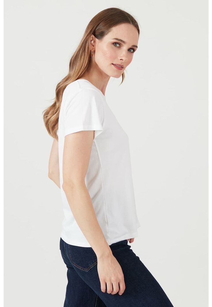 Polera de algodon pima blanca estampada-1