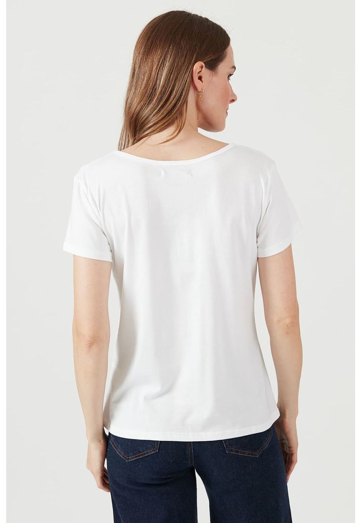 Polera de algodon pima blanca estampada-4