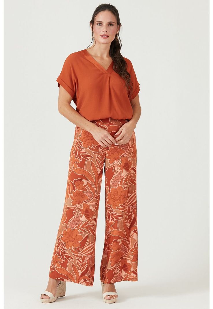 Pantalon wide leg cobre estampado-0