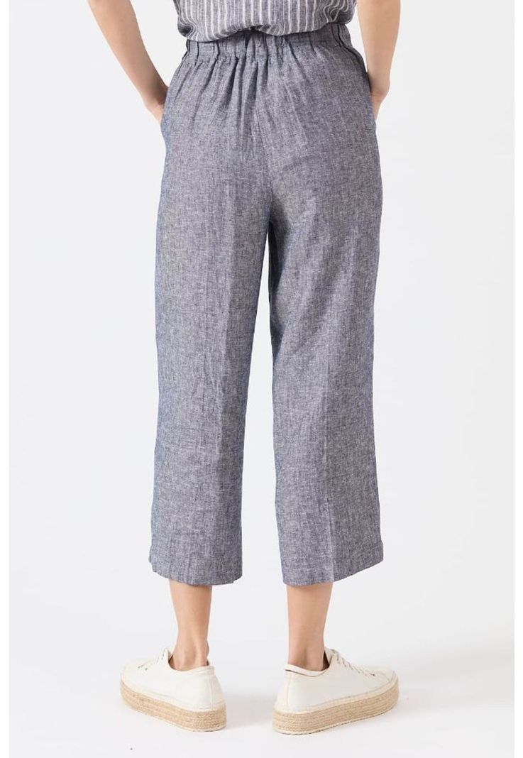 Pantalon de lino palazzo azul marino-2