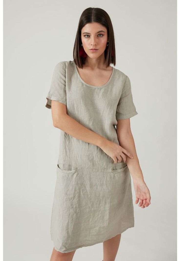 Vestido de lino vison-0