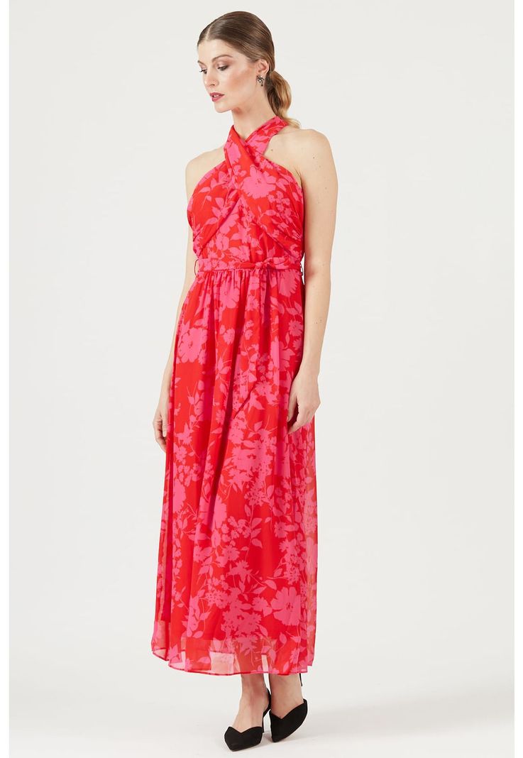 Vestido fucsia estampado-1