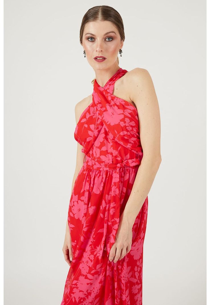 Vestido fucsia estampado-2