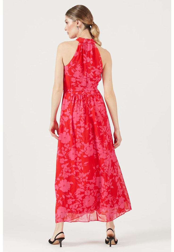 Vestido fucsia estampado-3