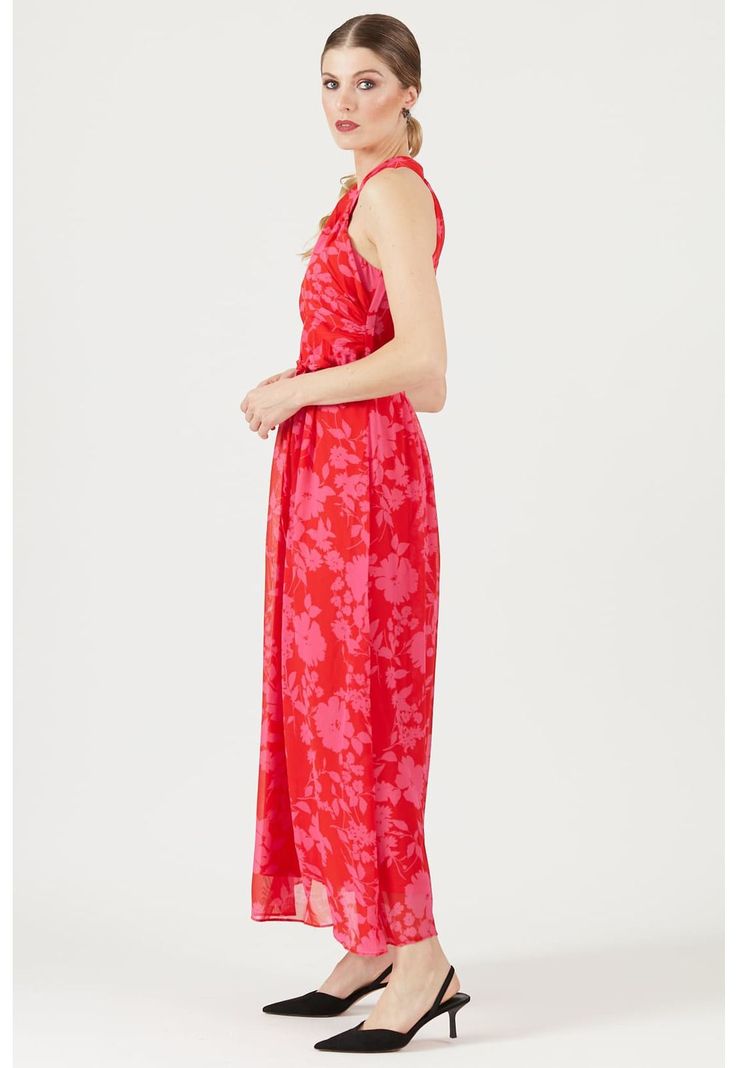 Vestido fucsia estampado-4