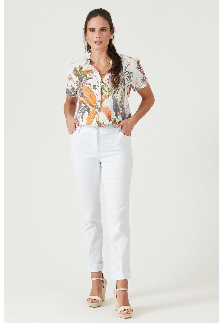 Blusa de lino multicolor estampada-3
