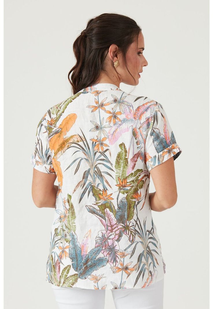 Blusa de lino multicolor estampada-4