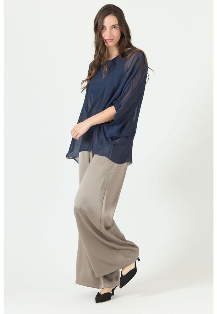 Blusa con seda azul PRIVILEGE 2375-0