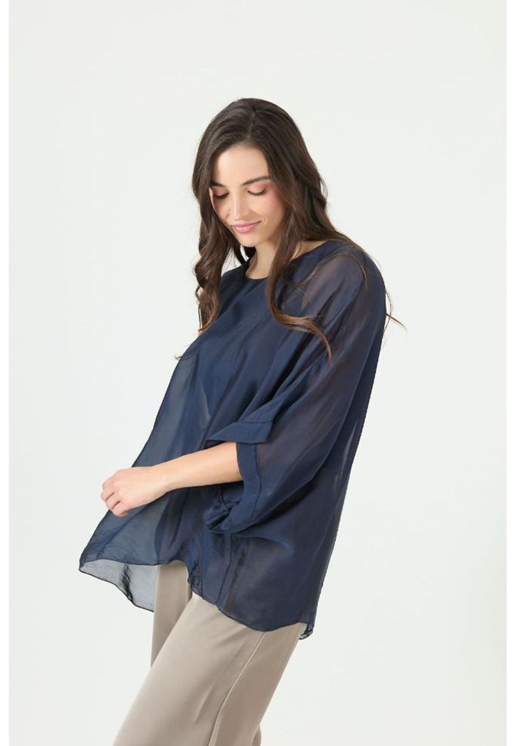Blusa con seda azul PRIVILEGE 2375-1