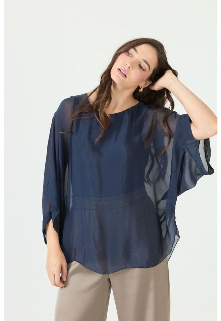 Blusa con seda azul PRIVILEGE 2375-2