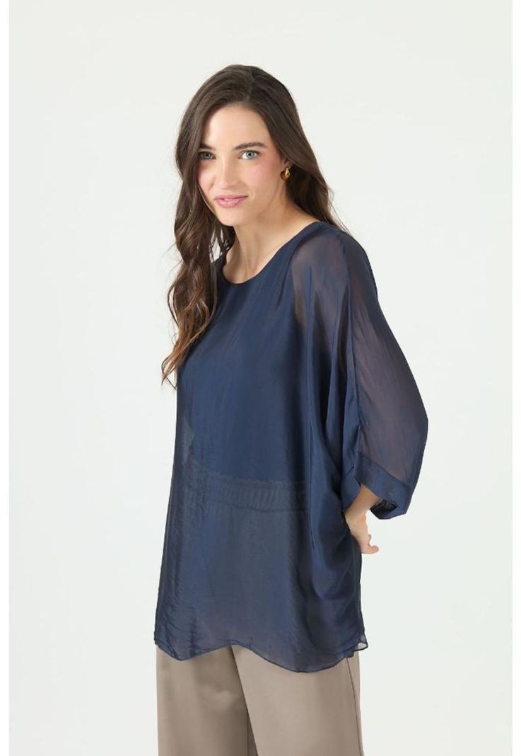 Blusa con seda azul PRIVILEGE 2375-3