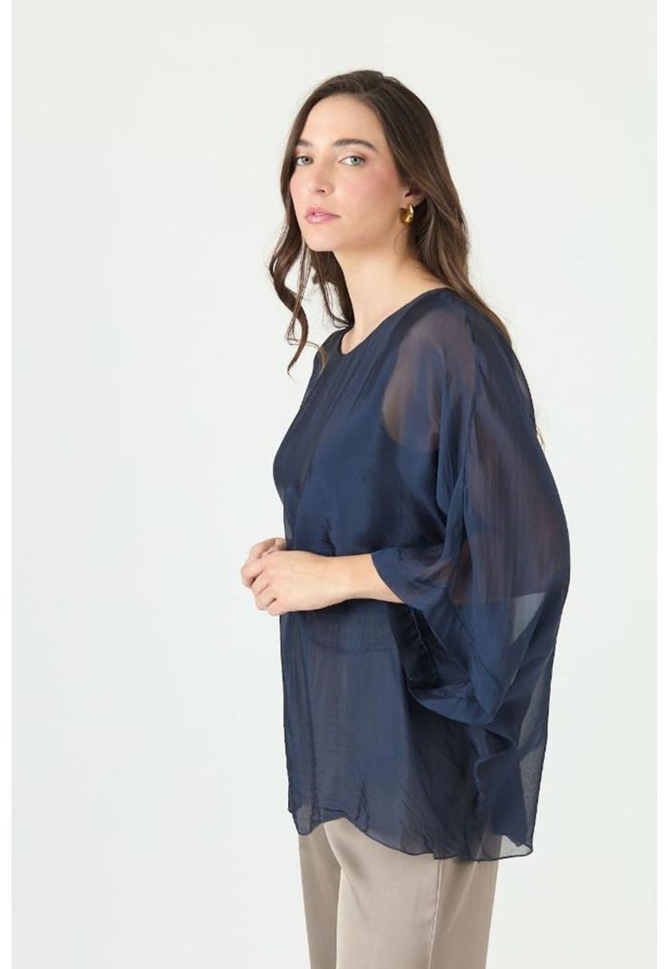 Blusa con seda azul PRIVILEGE 2375-4