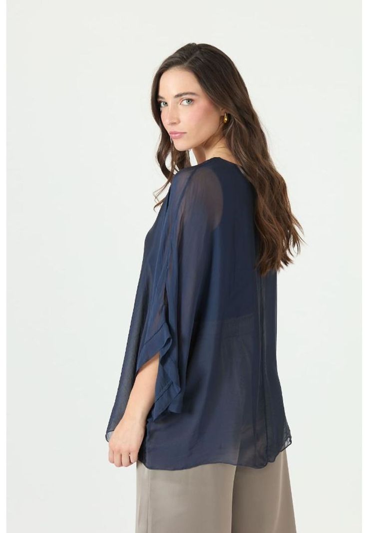 Blusa con seda azul PRIVILEGE 2375-5