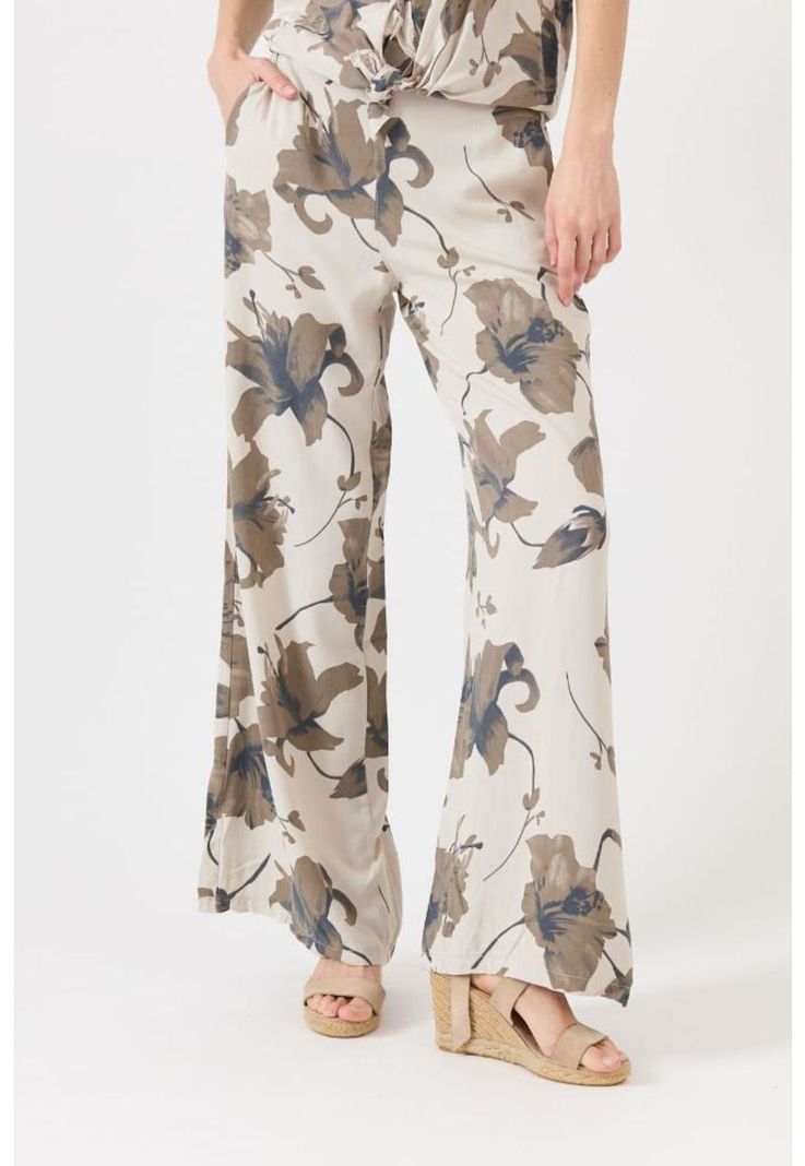 Pantalon wide leg beige estampado PRIVILEGE 1487-1