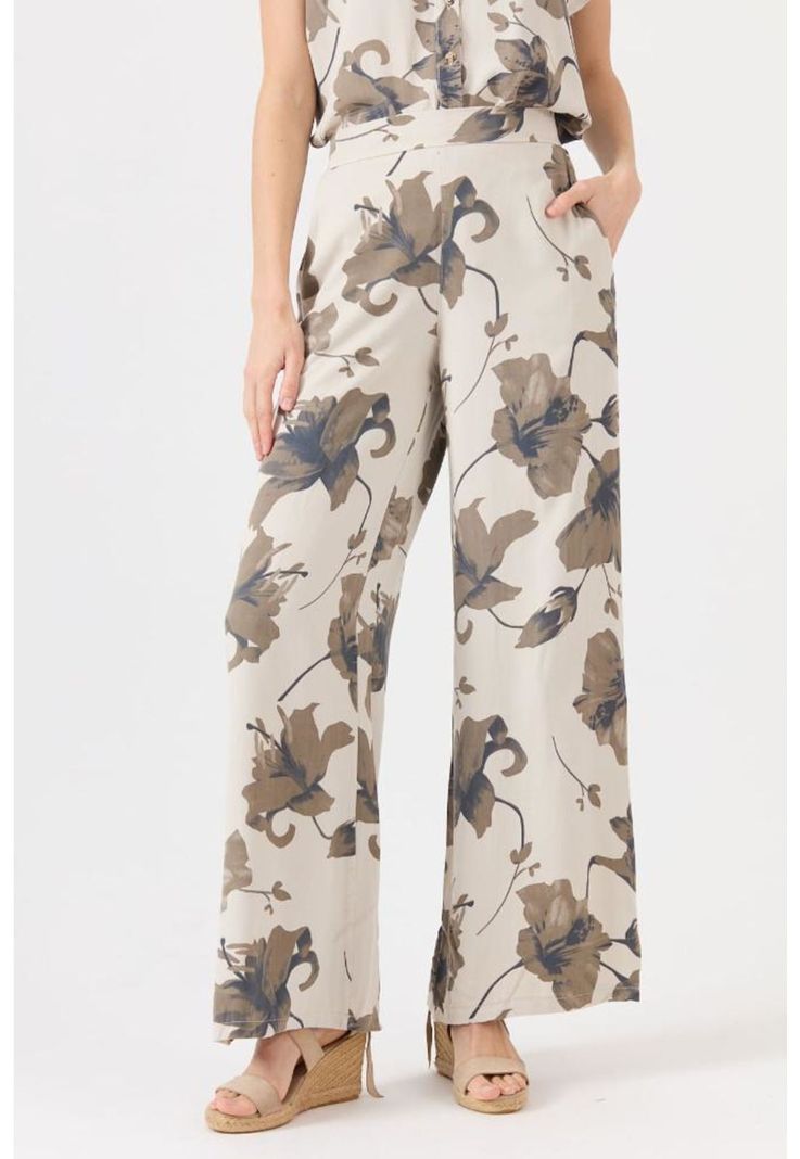 Pantalon wide leg beige estampado PRIVILEGE 1487-2