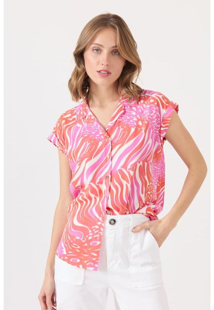 Blusa fucsia estampada PRIVILEGE 1627-0