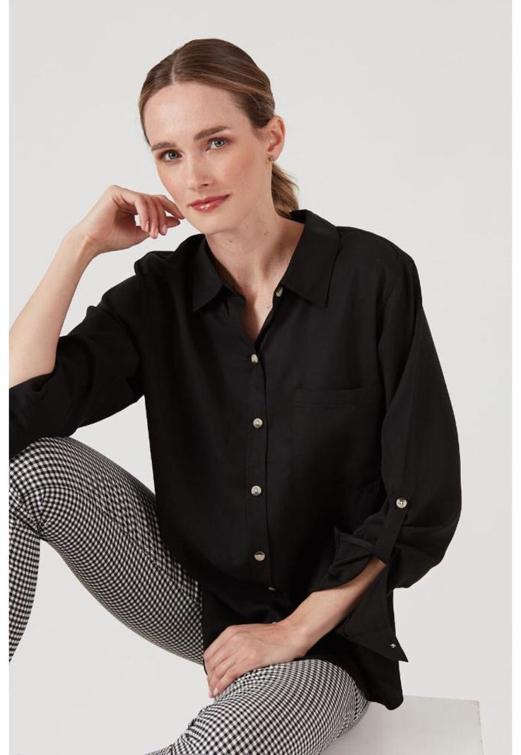 Blusa de tencel negra PRIVILEGE 857-1