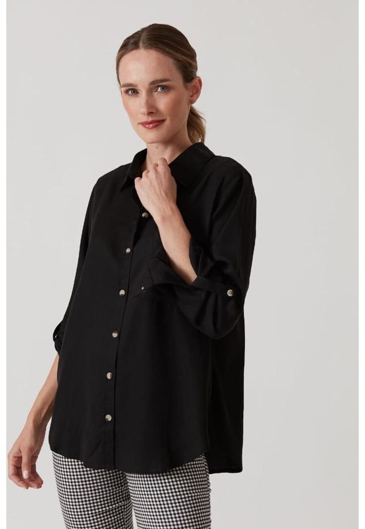 Blusa de tencel negra PRIVILEGE 857-2