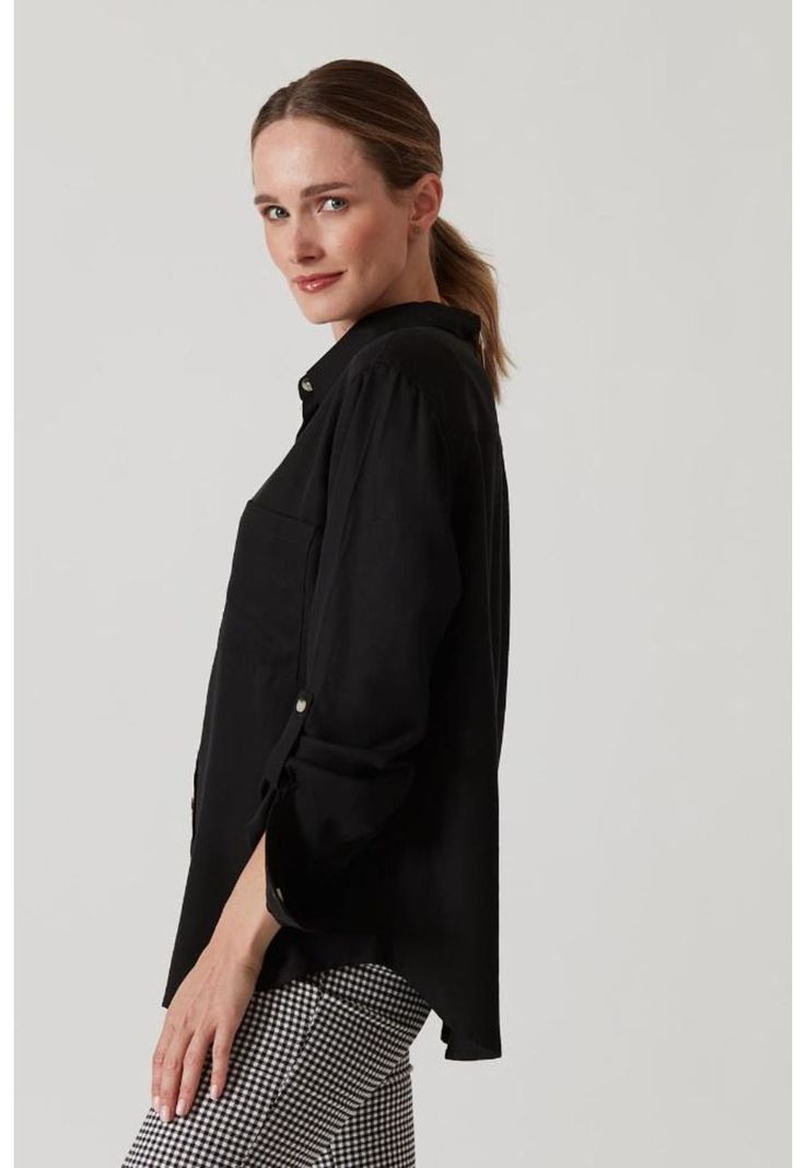 Blusa de tencel negra PRIVILEGE 857-4