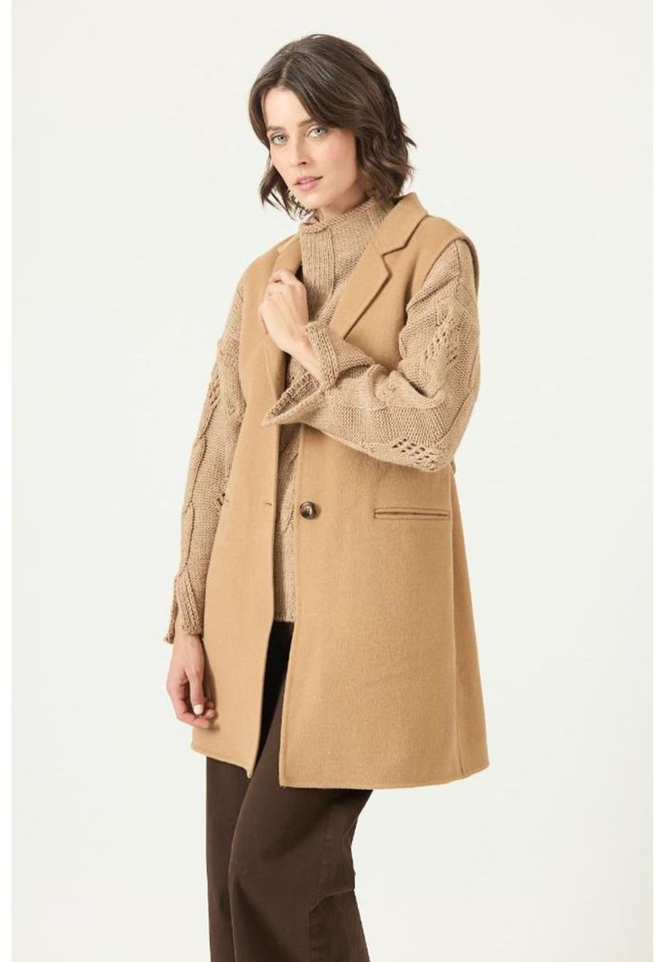 Abrigo con wool blend camel PRIVILEGE 2727-1