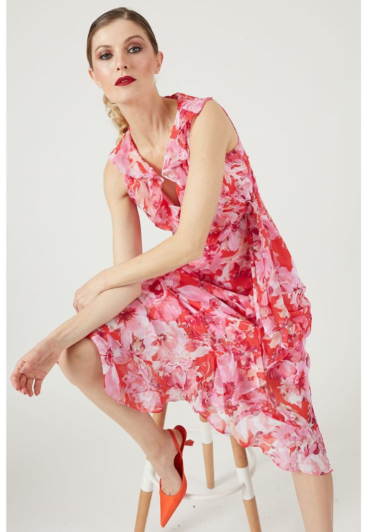 Vestido coral estampado-0