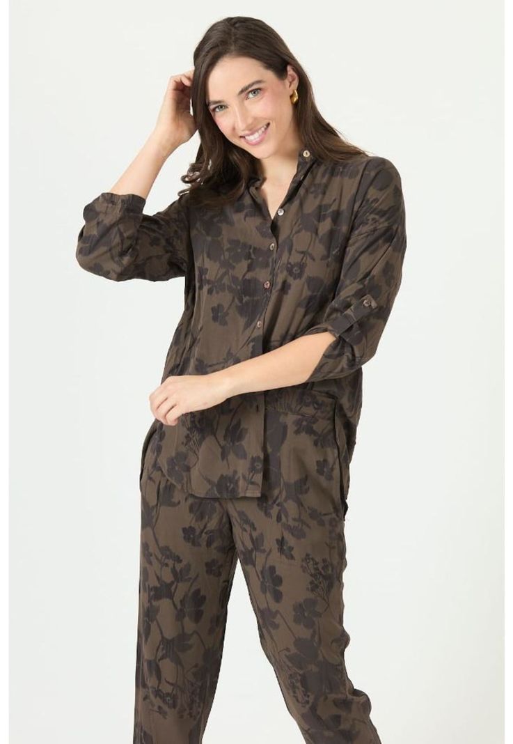Blusa cafe moro estampada PRIVILEGE 2396-0