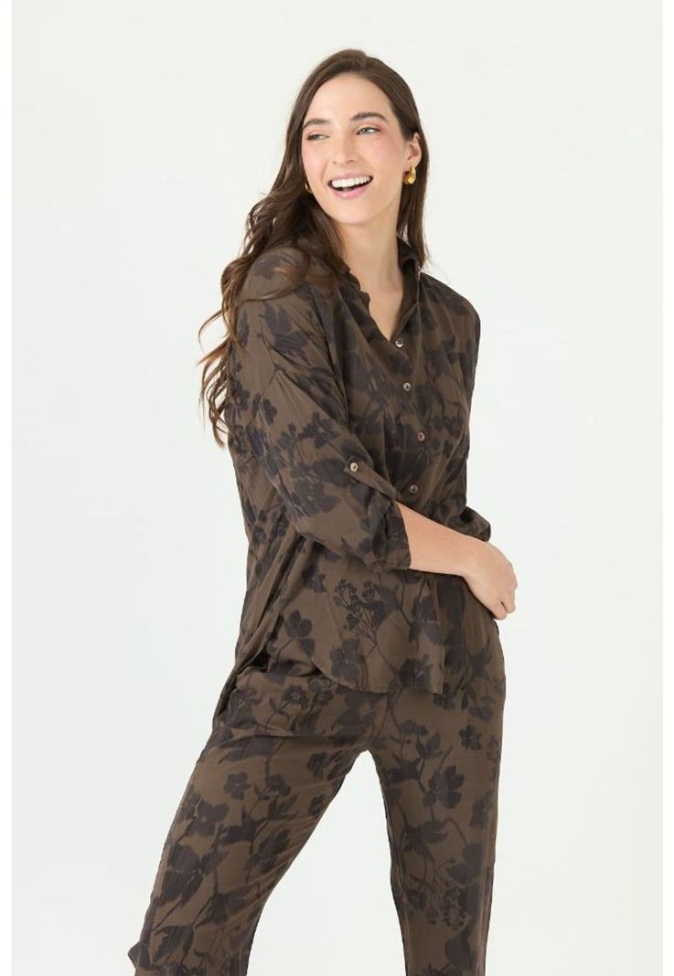 Blusa cafe moro estampada PRIVILEGE 2396-1