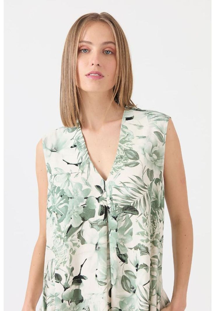 Vestido verde estampado PRIVILEGE 1142-3
