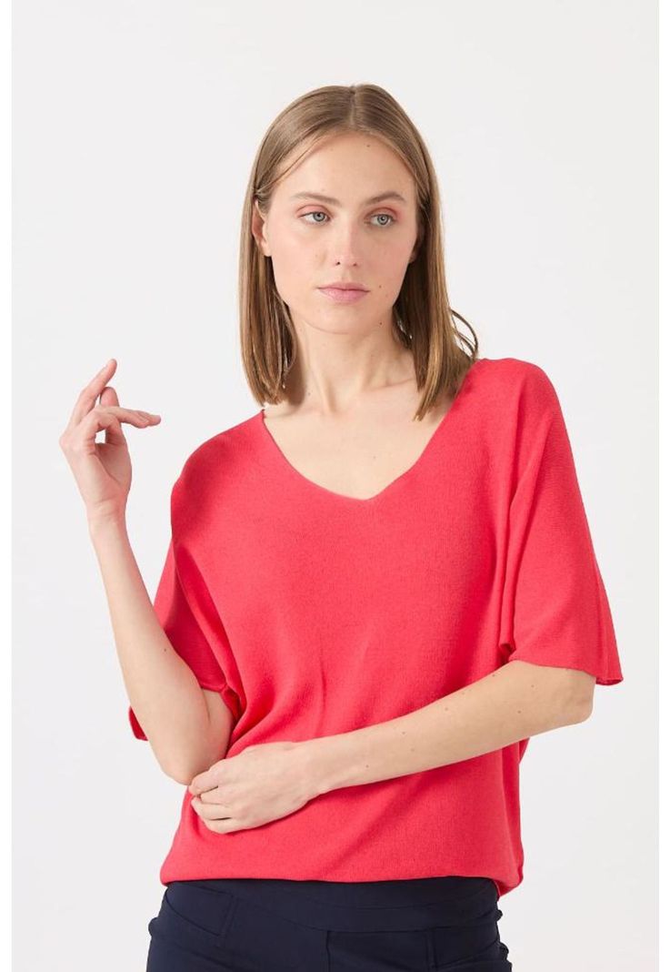 Sweater rojo manga corta PRIVILEGE-0