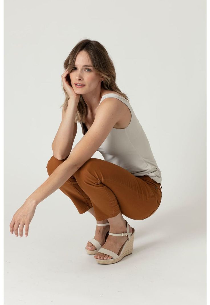Pantalon skinny caramelo-0