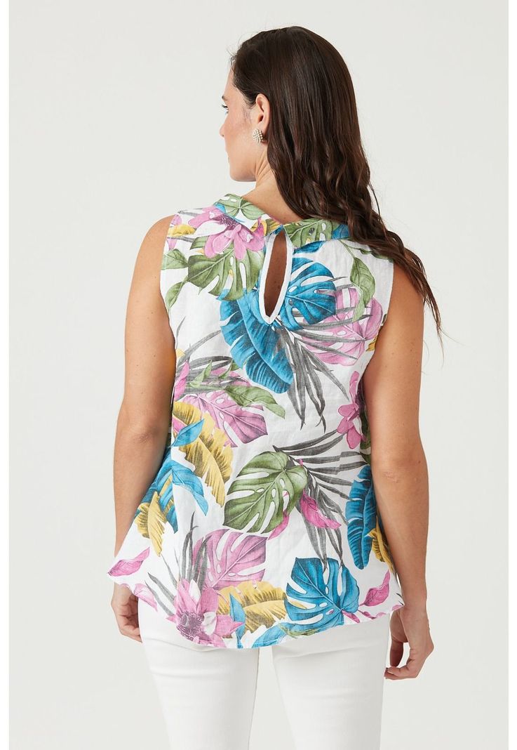 Blusa de lino blanca estampada-3