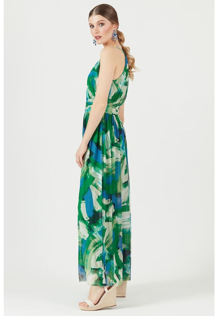 Vestido verde estampado-0