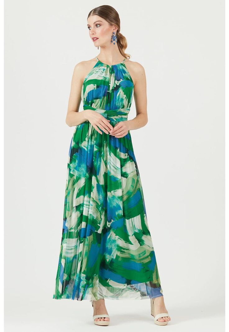 Vestido verde estampado-1