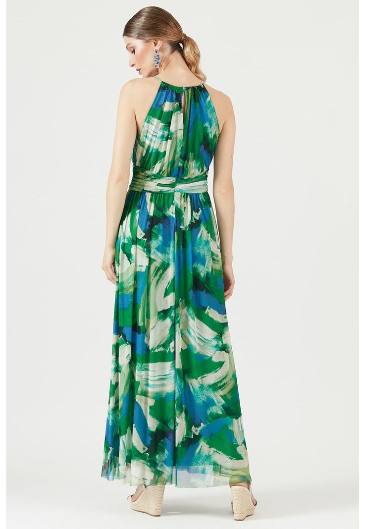 Vestido verde estampado-2