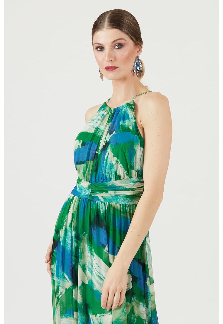 Vestido verde estampado-3