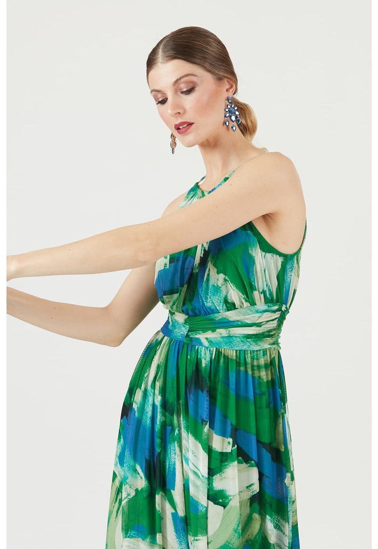 Vestido verde estampado-4