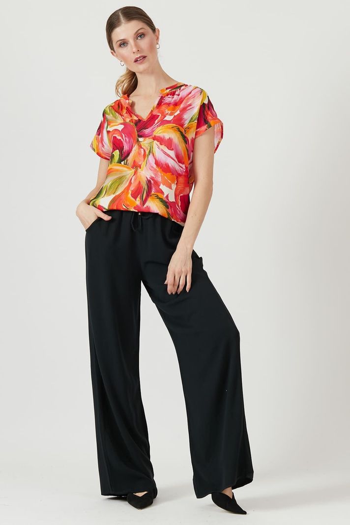 Blusa naranja estampada-0