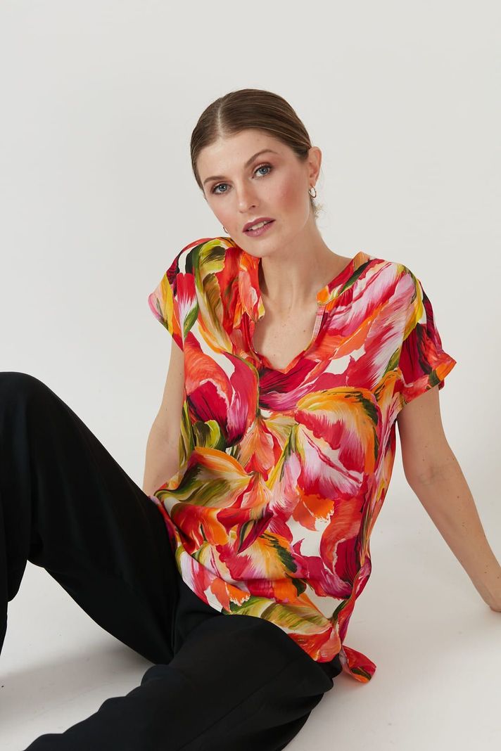 Blusa naranja estampada-4
