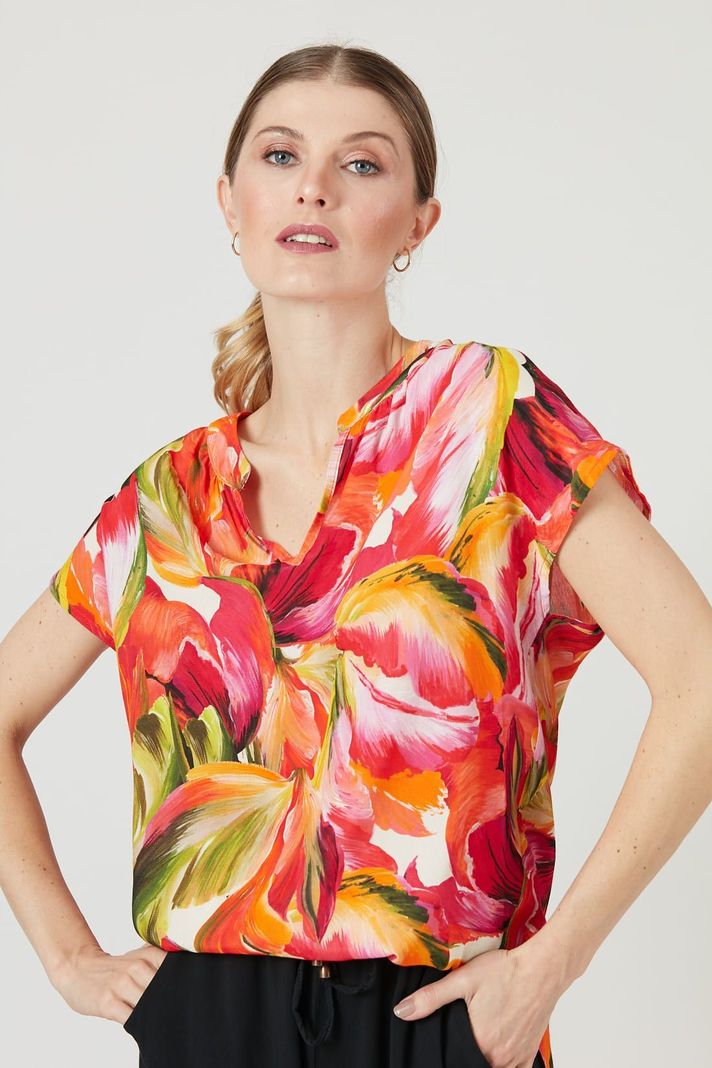 Blusa naranja estampada-1
