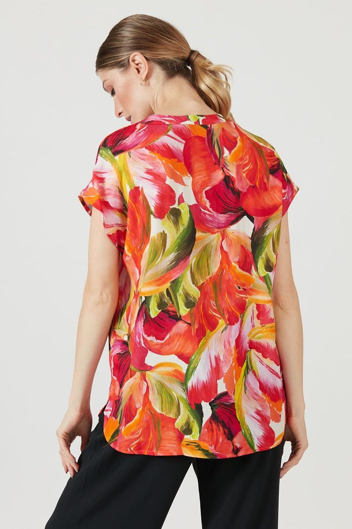 Blusa naranja estampada-3