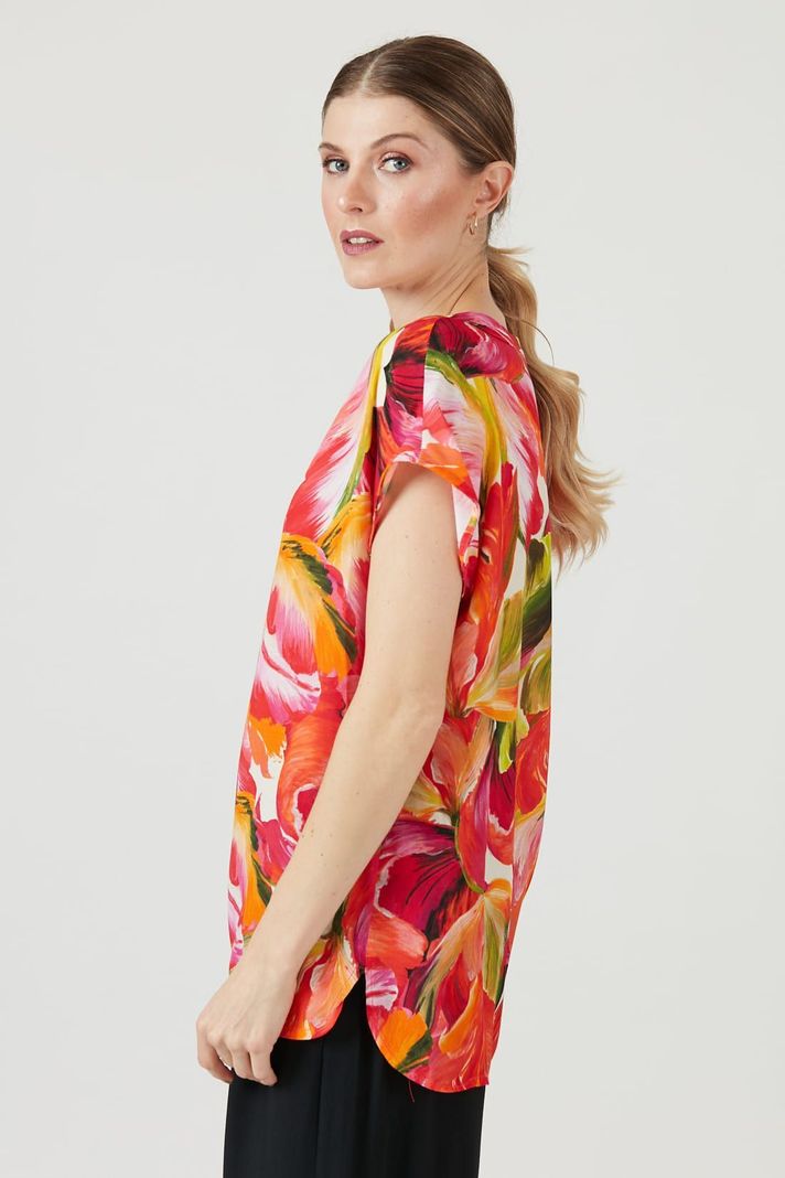 Blusa naranja estampada-2