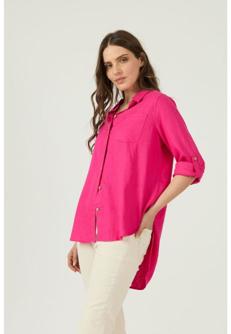 Blusa con lino fucsia PRIVILEGE 1564-0