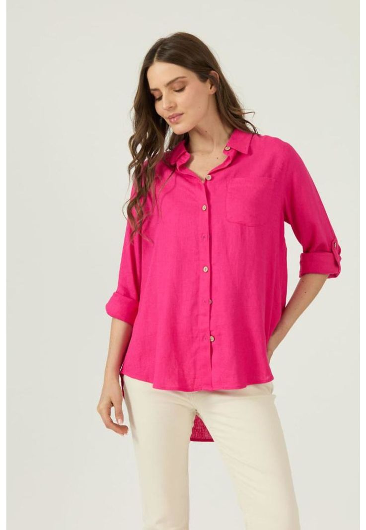 Blusa con lino fucsia PRIVILEGE 1564-2
