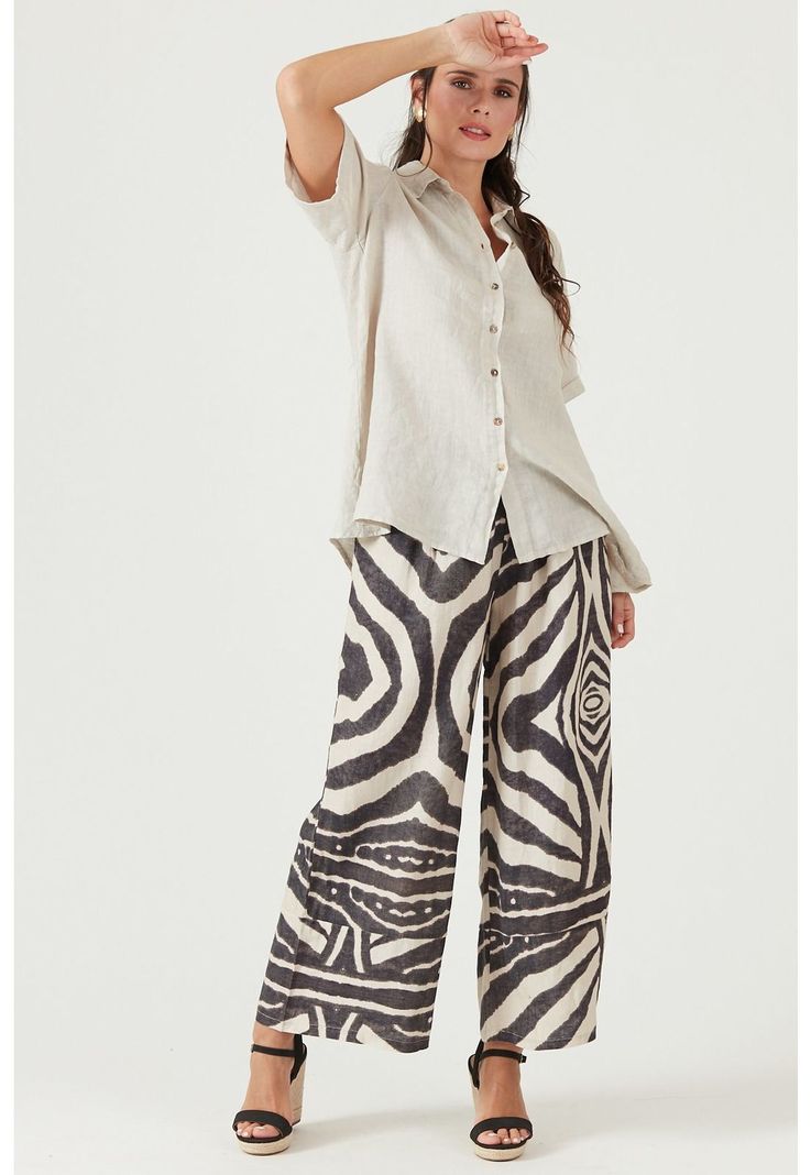 Blusa de lino beige-1