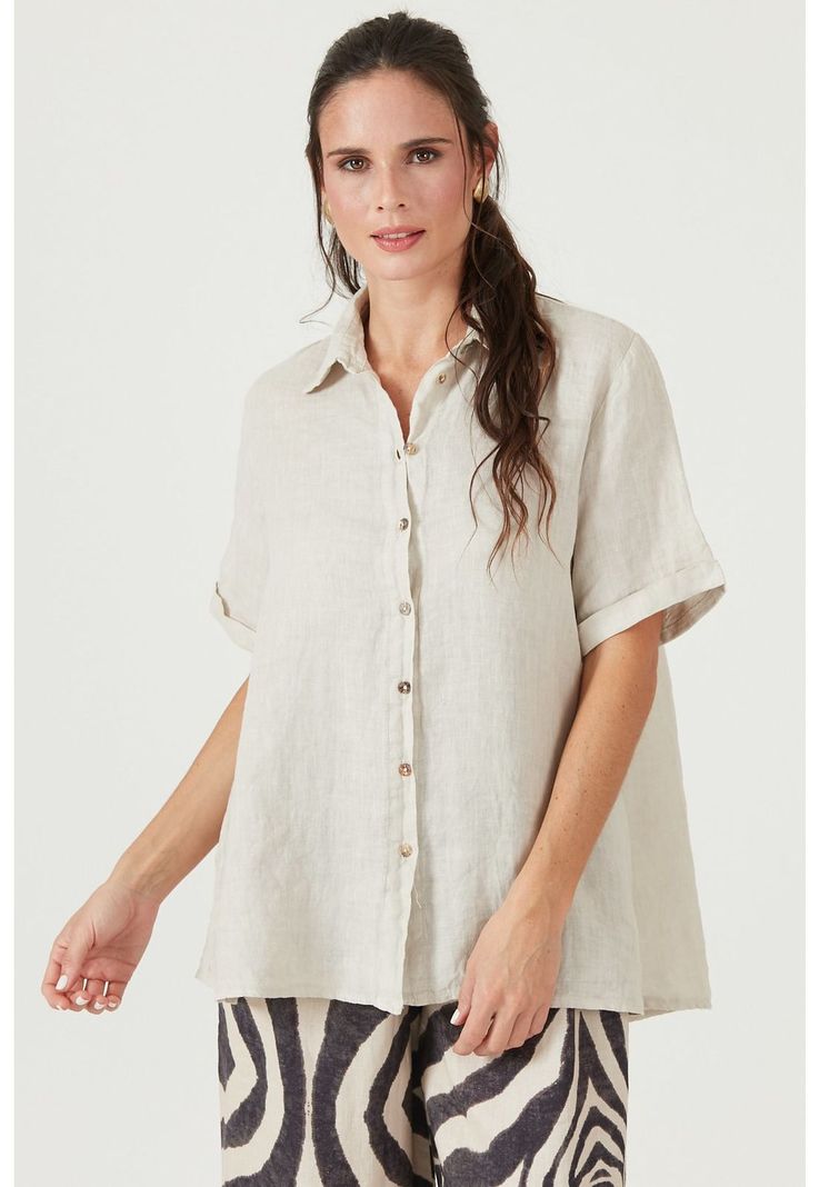 Blusa de lino beige-2