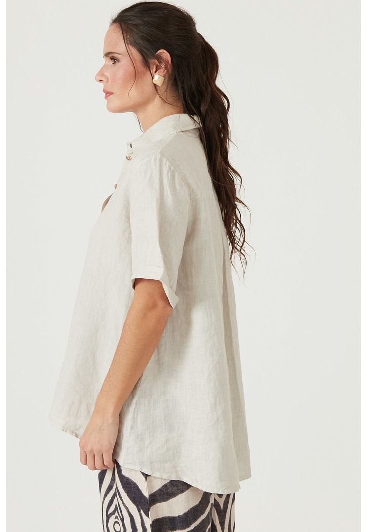 Blusa de lino beige-3