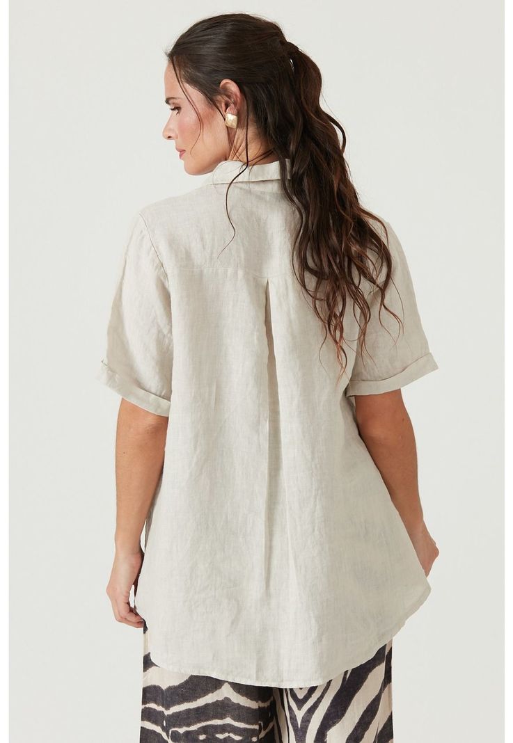 Blusa de lino beige-4