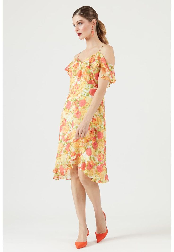 Vestido amarillo estampado-0